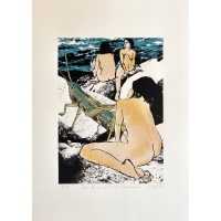 Screenprint "Three bathers with grasshopper"