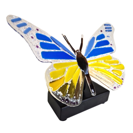 Glass urn - Butterfly, Blue and Yellow