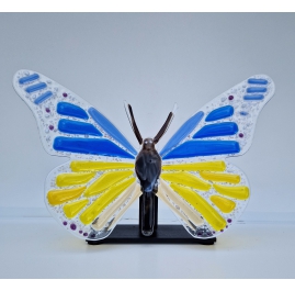 Glass urn - Butterfly, Blue and Yellow