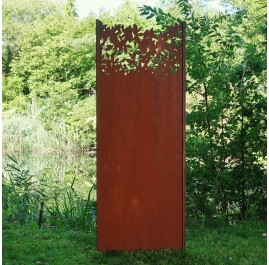 Steel Garden Wall - "Leaves" - Modern Outdoor Ornament - 75 x 195 cm