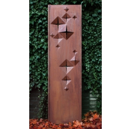 Steel Garden Wall - "Diamonds" - Modern Outdoor Ornament - 54 x 195 cm