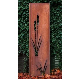 Steel Garden Wall - "Reed" - Modern Outdoor Ornament - 54 x 195 cm cm