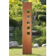 Steel Garden Wall - "with green Square" - Modern Outdoor Ornament - 35 x 195 cm