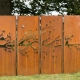 Steel Garden Wall - "4 Seasons" - Modern Outdoor Ornament - 300 x 195 cm