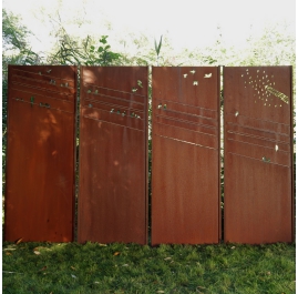 Steel Garden Wall - "High Voltage" - Modern Outdoor Ornament - 300 x 195 cm