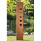 Steel Garden Wall - "with red Square" - Modern Outdoor Ornament - 35 x 195 cm