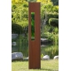 Steel Garden Wall - "with green Rectangle glas" - Modern Outdoor Ornament - 35 x 195 cm