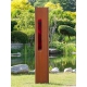 Steel Garden Wall - "with red Rectangle glas" - Modern Outdoor Ornament - 35 x 195 cm