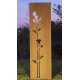 Steel Garden Wall - "Safflower" - Modern Outdoor Ornament - 54×195 cm