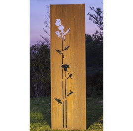 Steel Garden Wall - "Safflower" - Modern Outdoor Ornament - 54×195 cm