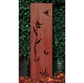 Steel Garden Wall - "Origami" - Modern Outdoor Ornament - 54 x 195 cm