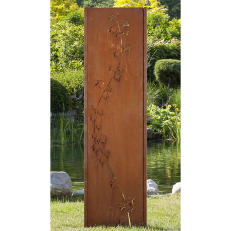 Steel Garden Wall - "Ivy" - Modern Outdoor Ornament - 54 x 195 cm