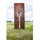 Steel Garden Wall - "Tree 4" - Modern Outdoor Ornament - 75 x 195 cm