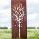 Steel Garden Wall - "Tree 4" - Modern Outdoor Ornament - 75 x 195 cm