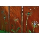 Steel Garden Wall - "Triptych Dandeleon" - Modern Outdoor Ornament - 225 x 195 cm