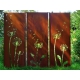 Steel Garden Wall - "Triptych Dandeleon" - Modern Outdoor Ornament - 225 x 195 cm