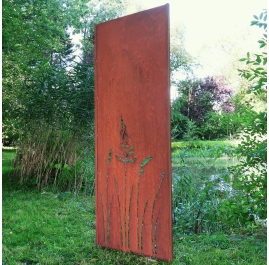 Steel Garden Wall - "Maedow 1" - Modern Outdoor Ornament - 75 x 195 cm