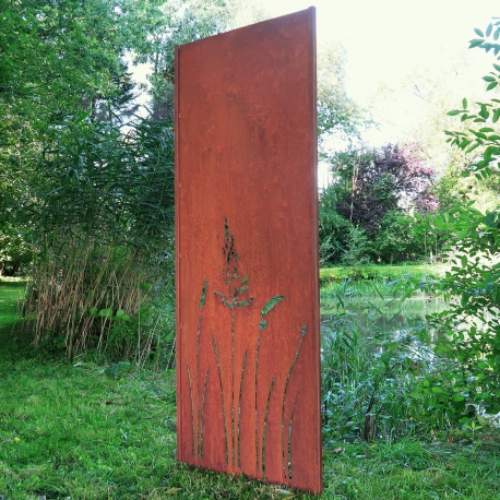 Steel Garden Wall - "Maedow" - Modern Outdoor Ornament - 75 x 195 cm