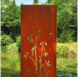 Steel Garden Wall - "Bamboo 1" - Modern Outdoor Ornament - 75 x 195 cm