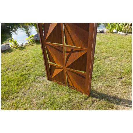 Steel Garden Wall - "Squares" - Modern Outdoor Ornament - 75 x 195 cm