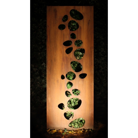 Steel Garden Wall - "Stones" - Modern Outdoor Ornament - 75 x 195 cm