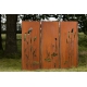 Stahl Gartenwand - "Triptychon Wiese" - Modernes Outdoor-Ornament - 225 x 195 cm