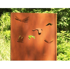 Steel Garden Wall - "Swarm 3" - Modern Outdoor Ornament - 75 x 195 cm