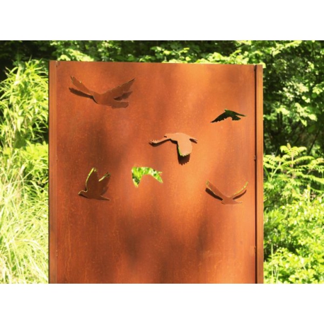 Steel Garden Wall - "Swarm 3" - Modern Outdoor Ornament - 75 x 195 cm