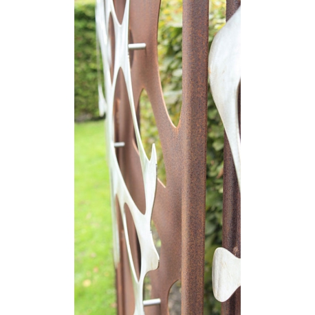 Steel Garden Wall - "Stainless Steel 1" - Modern Outdoor Ornament - 75 x 195 cm