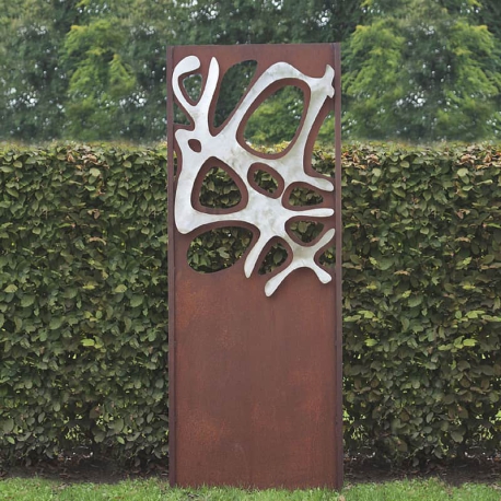 Stahl Gartenwand - "Edelstahl 1" - Moderne Außenverzierung - 75 × 195 cm