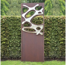 Stahl Gartenwand - "Edelstahl 2" - Moderne Außenverzierung - 75 × 195 cm