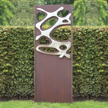 Stahl Gartenwand - "Edelstahl 2" - Moderne Außenverzierung - 75 × 195 cm