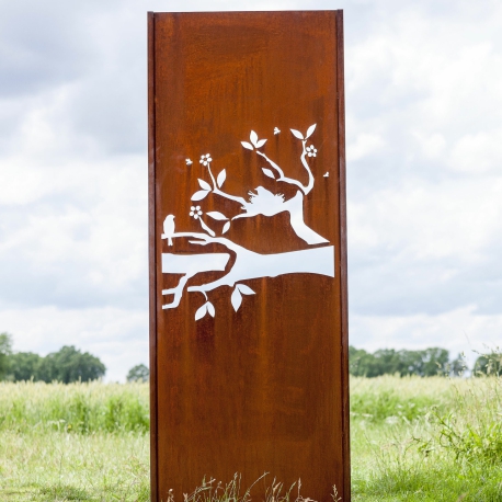 Steel Garden Wall - "Spring" - Modern Outdoor Ornament - 75 x 195 cm