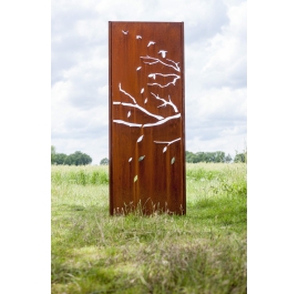 Steel Garden Wall - "Autumn" - Modern Outdoor Ornament - 75 x 195 cm