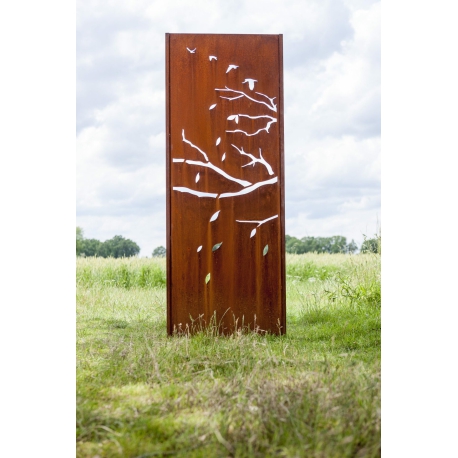 Steel Garden Wall - "Autumn" - Modern Outdoor Ornament - 75 x 195 cm