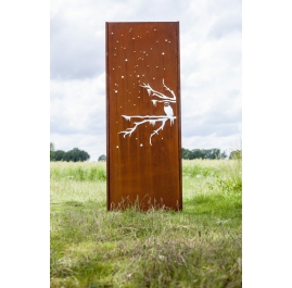 Steel Garden Wall - "Winter" - Modern Outdoor Ornament - 75 x 195 cm