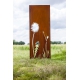 Steel Garden Wall - "Tripychon Flowers" - Modern Outdoor Ornament - 225 x 195 cm