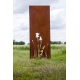 Steel Garden Wall - "Tripychon Flowers" - Modern Outdoor Ornament - 225 x 195 cm