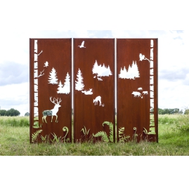 Steel Garden Wall - "Tripychon Maedow" - Modern Outdoor Ornament - 225 x 195 cm