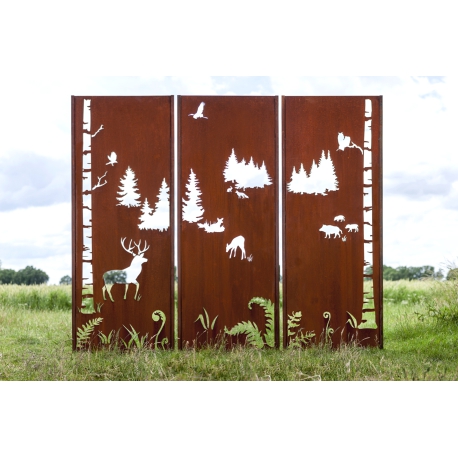 Steel Garden Wall - "Tripychon Forest" - Modern Outdoor Ornament - 225 x 195 cm