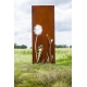 Steel Garden Wall - "Flower 2" - Modern Outdoor Ornament - 75 x 195 cm