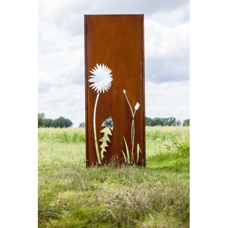 Steel Garden Wall - "Pond 1" - Modern Outdoor Ornament - 75 x 195 cm