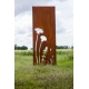 Steel Garden Wall - "Flower 3" - Modern Outdoor Ornament - 75 x 195 cm