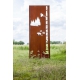 Steel Garden Wall - "Forest 1" - Modern Outdoor Ornament - 75 x 195 cm