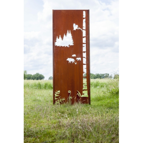 Steel Garden Wall - "Forest 1" - Modern Outdoor Ornament - 75 x 195 cm