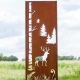 Steel Garden Wall - "Forest 3" - Modern Outdoor Ornament - 75 x 195 cm