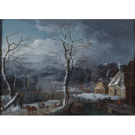 "Winter Landscape" by Johann Christian Vollerdt – 18th Century Old Master Painting