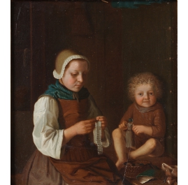 Domestic Scene with Women Sewing and a Child