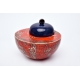 Multicolored ceramic urn blue and orange