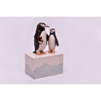 Handcrafted Penguin Ceramic Urn with Heart by Heidi Hartmann